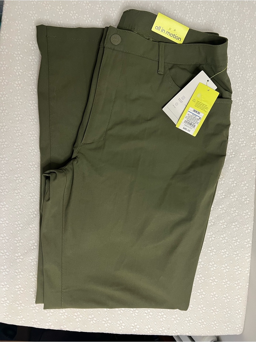 All In Motion - Men's 36 Golf pants UV Quick Dry Olive Green New lifestyle 360